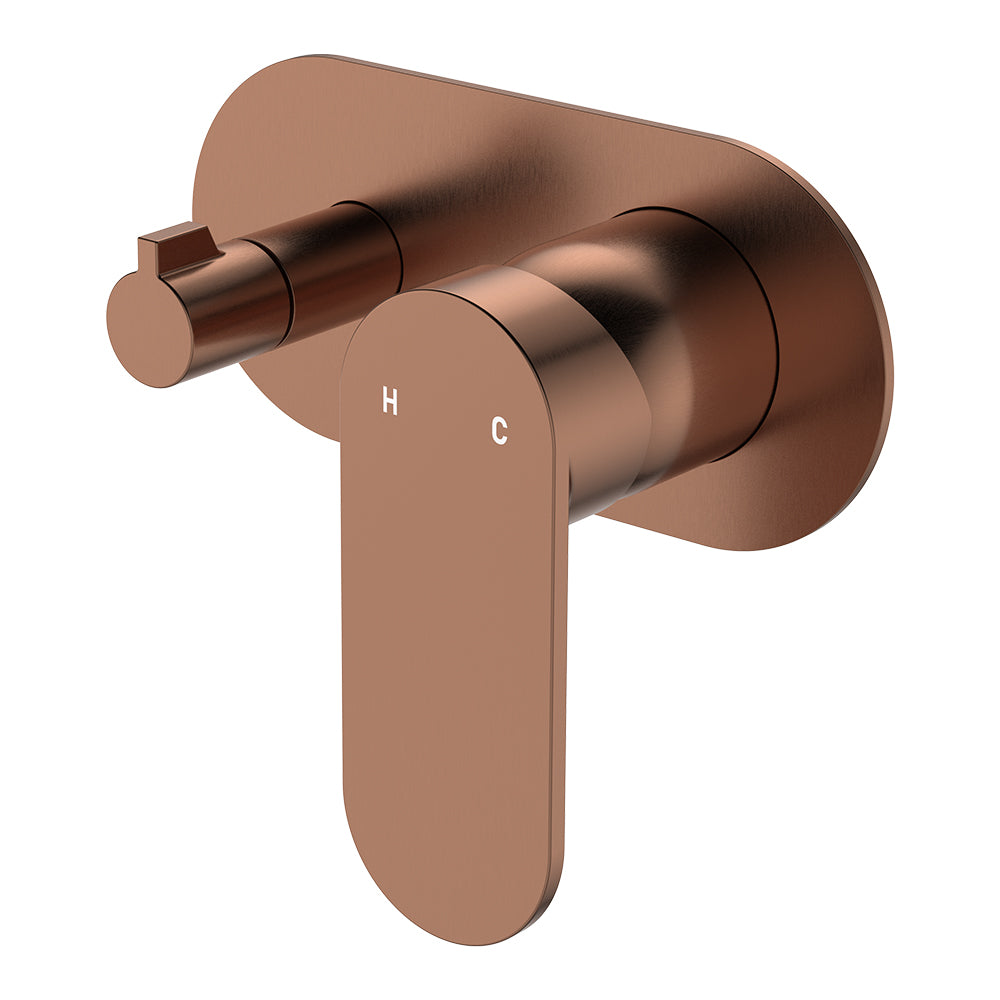 Fienza Empire Slim Wall Diverter Mixer Lg Oval Plate Horizontal Dress Kit, Brushed Copper