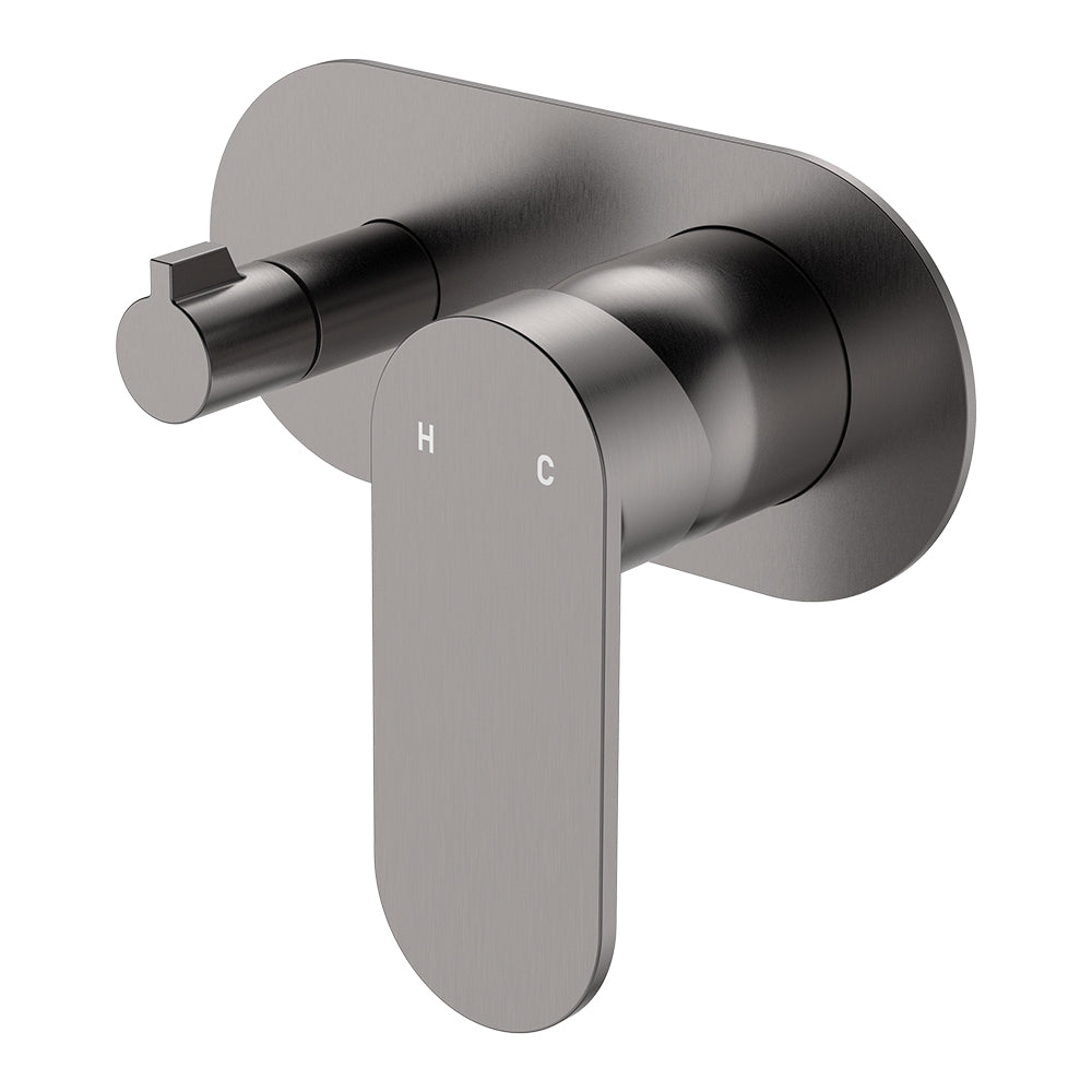 Fienza Empire Slim Wall Diverter Mixer Lg Oval Plate Horizontal Dress Kit, Gun Metal