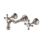 Fienza Lillian Basin/Bath Cross Taps Wall Set, Brushed Nickel