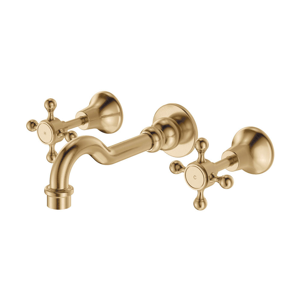 Fienza Lillian Basin/Bath Cross Taps Wall Set, Urban Brass