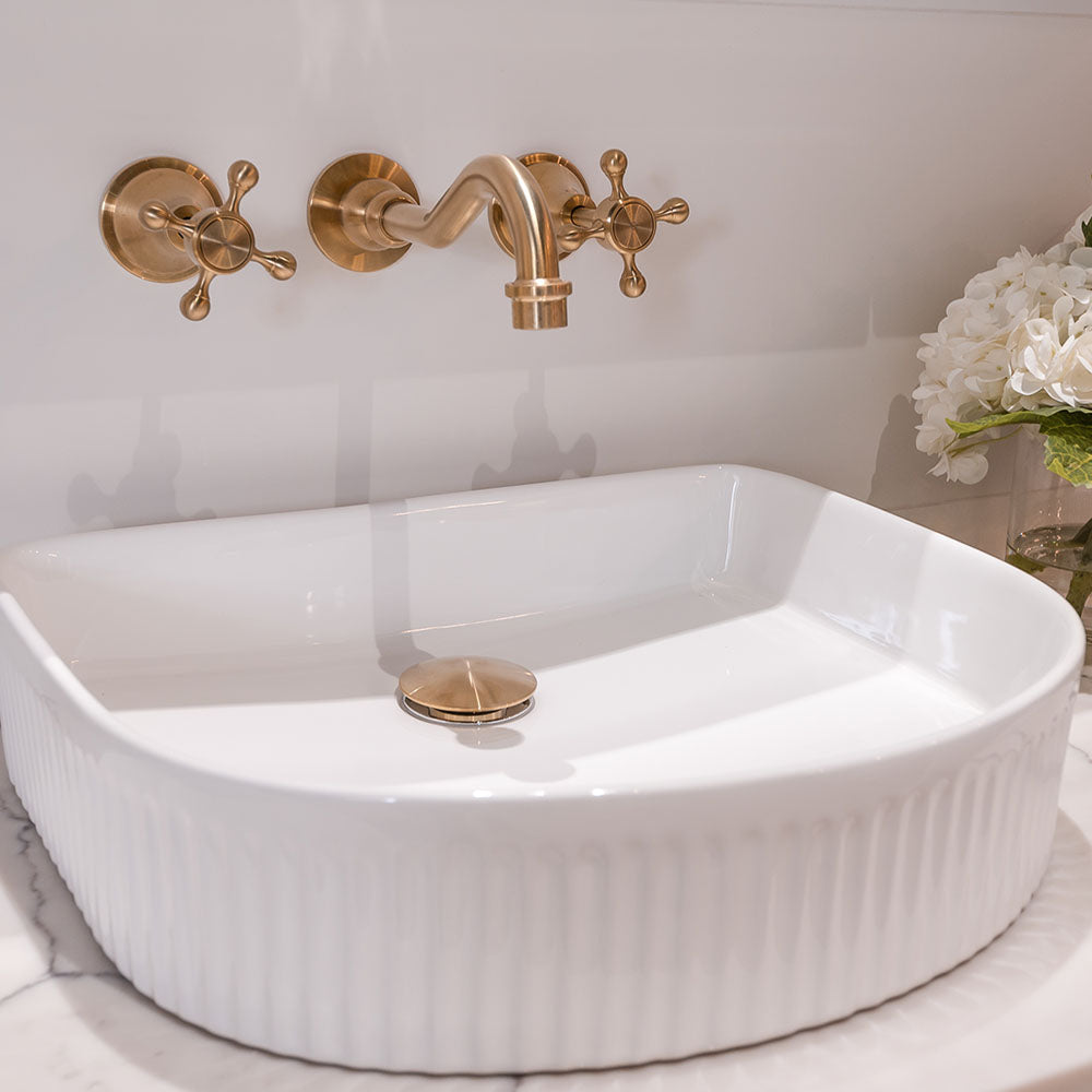 Fienza Lillian Basin/Bath Cross Taps Wall Set, Urban Brass