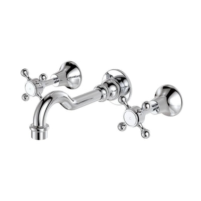 Fienza Lillian Basin/Bath Cross Taps Wall Set, Chrome