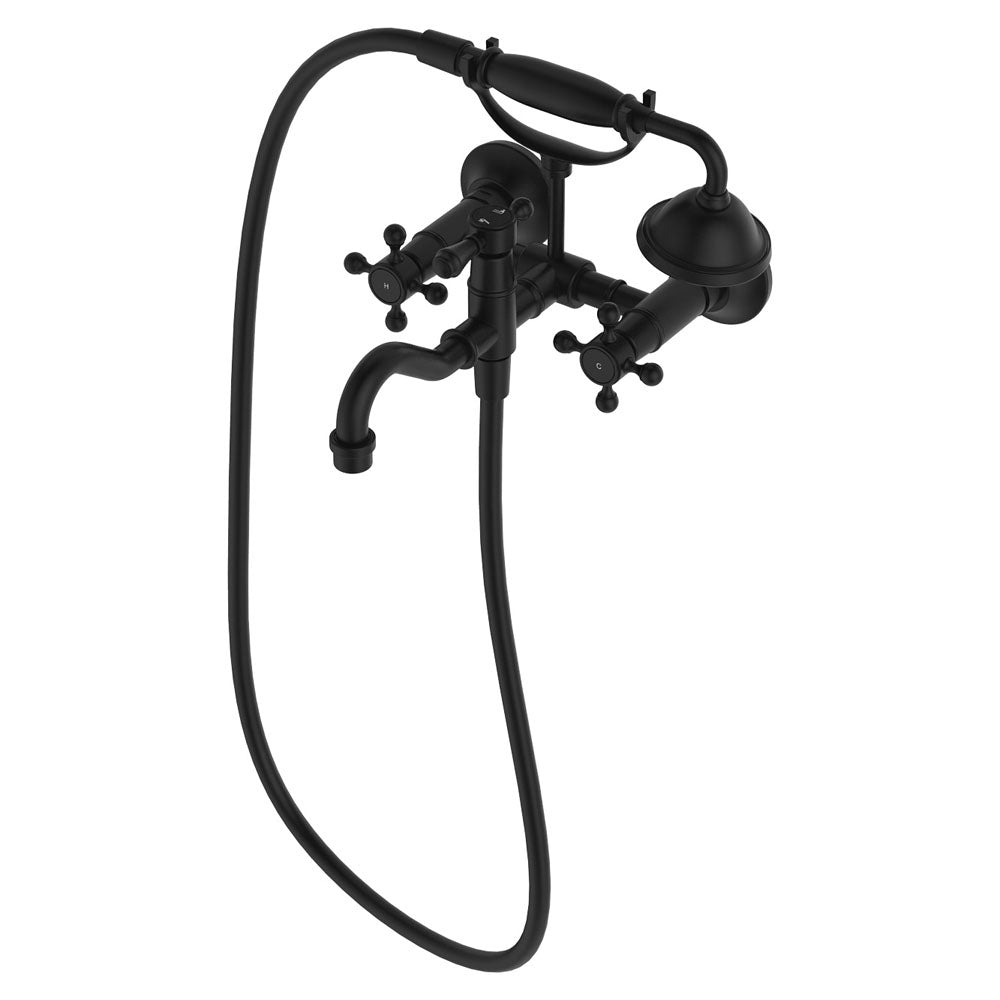 Fienza Lillian Exposed Wall Mounted Telephone Set Cross Handles, Matte Black