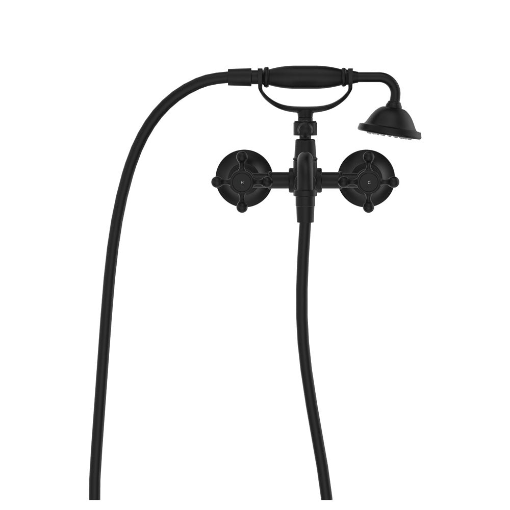 Fienza Lillian Exposed Wall Mounted Telephone Set Cross Handles, Matte Black