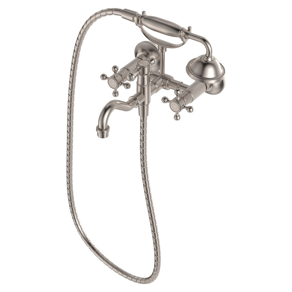 Fienza Lillian Exposed Wall Mounted Telephone Set Cross Handles, Brushed Nickel