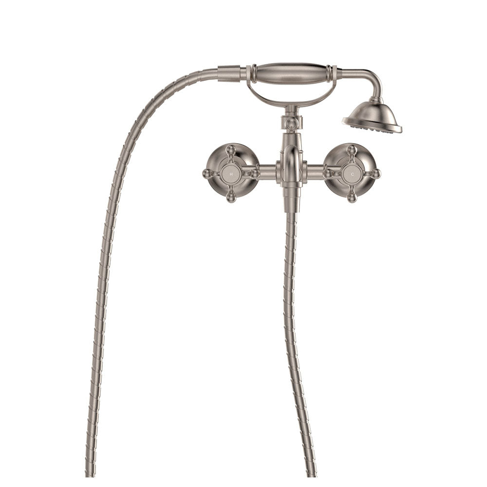 Fienza Lillian Exposed Wall Mounted Telephone Set Cross Handles, Brushed Nickel