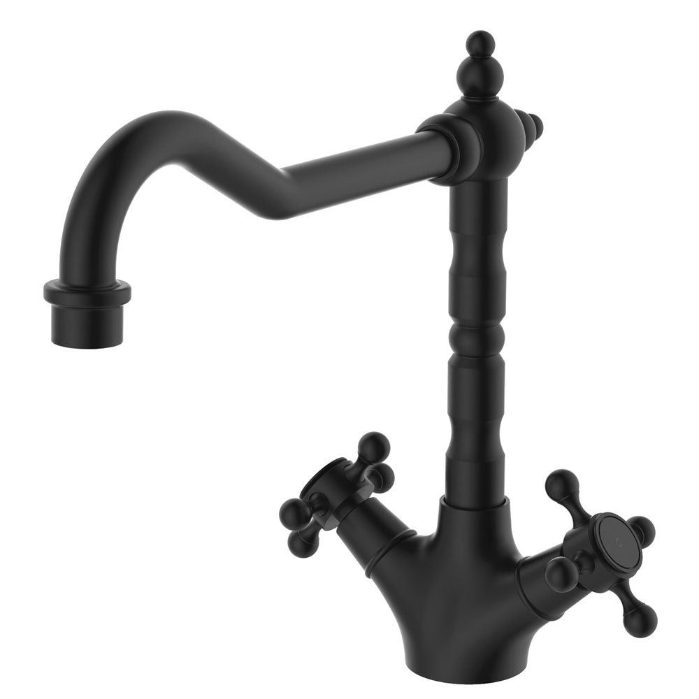 Fienza Lillian Shepherd's Crook Kitchen Sink Mixer, Matte Black