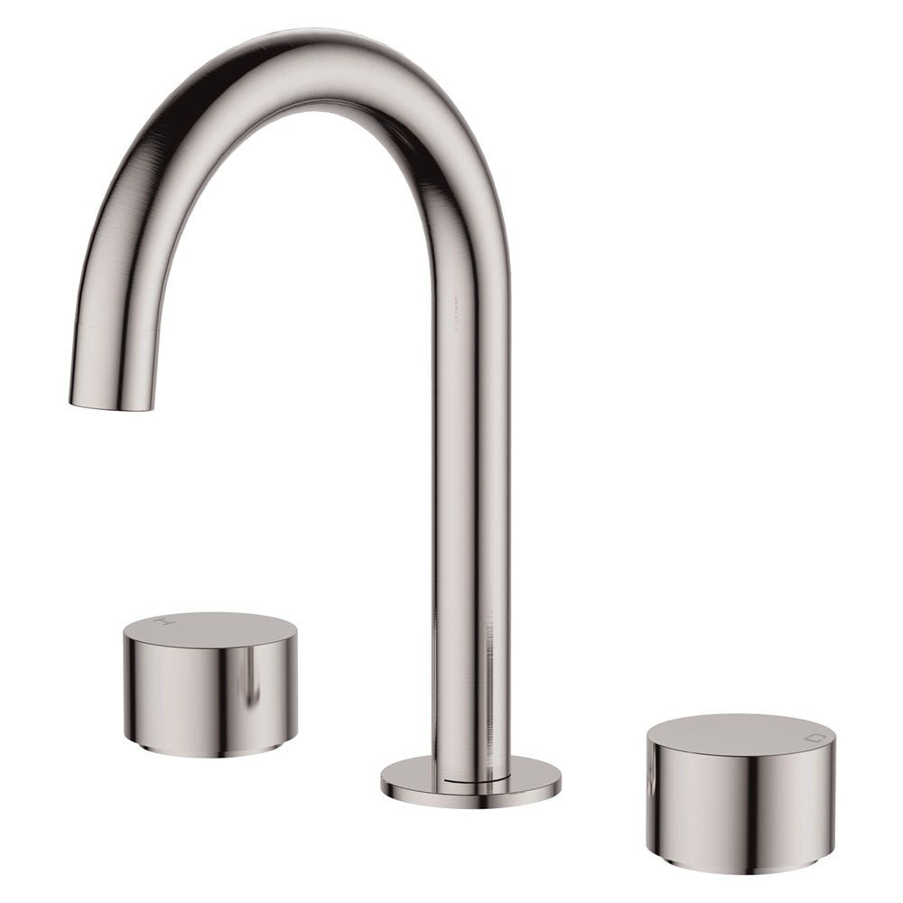 Fienza Kaya Round Hob Set Round Taps, Brushed Nickel
