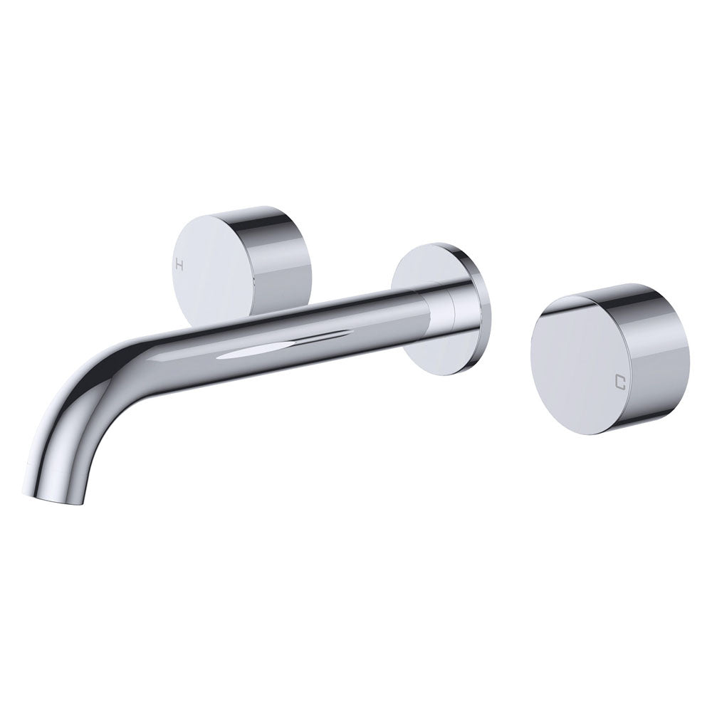 Fienza Kaya Round Taps Wall Basin/Bath 180mm Outlet Set, Chrome
