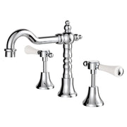 Fienza Lillian Lever Shepherd's Crook Basin Set, Chrome White Handle