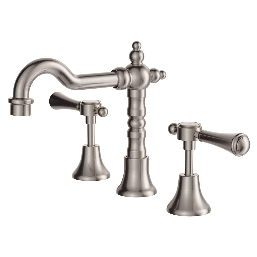 Fienza Lillian Lever Shepherd's Crook Basin Set, Brushed Nickel