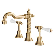 Fienza Lillian Lever Shepherd's Crook Basin Set, Urban Brass White Handle