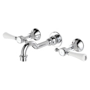 Fienza Lillian Lever Shepherd's Crook Bath Set, Chrome White Handle