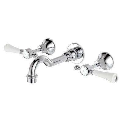 Fienza Lillian Lever Shepherd's Crook Bath Set, Chrome White Handle