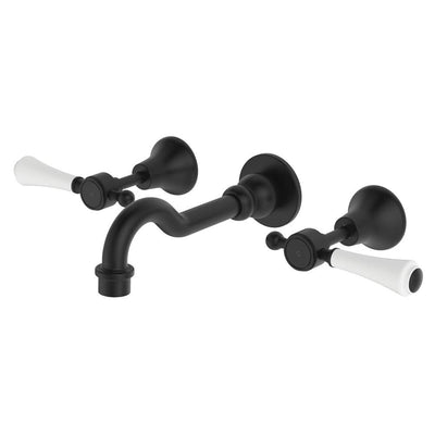 Fienza Lillian Lever Shepherd's Crook Bath Set, Matte Black White Handle