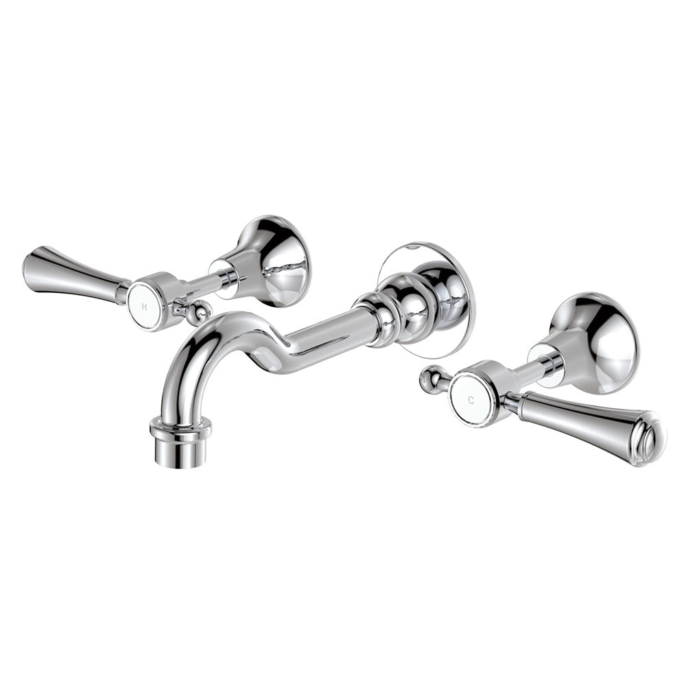 Fienza Lillian Lever Wall Basin/Bath Set, Chrome