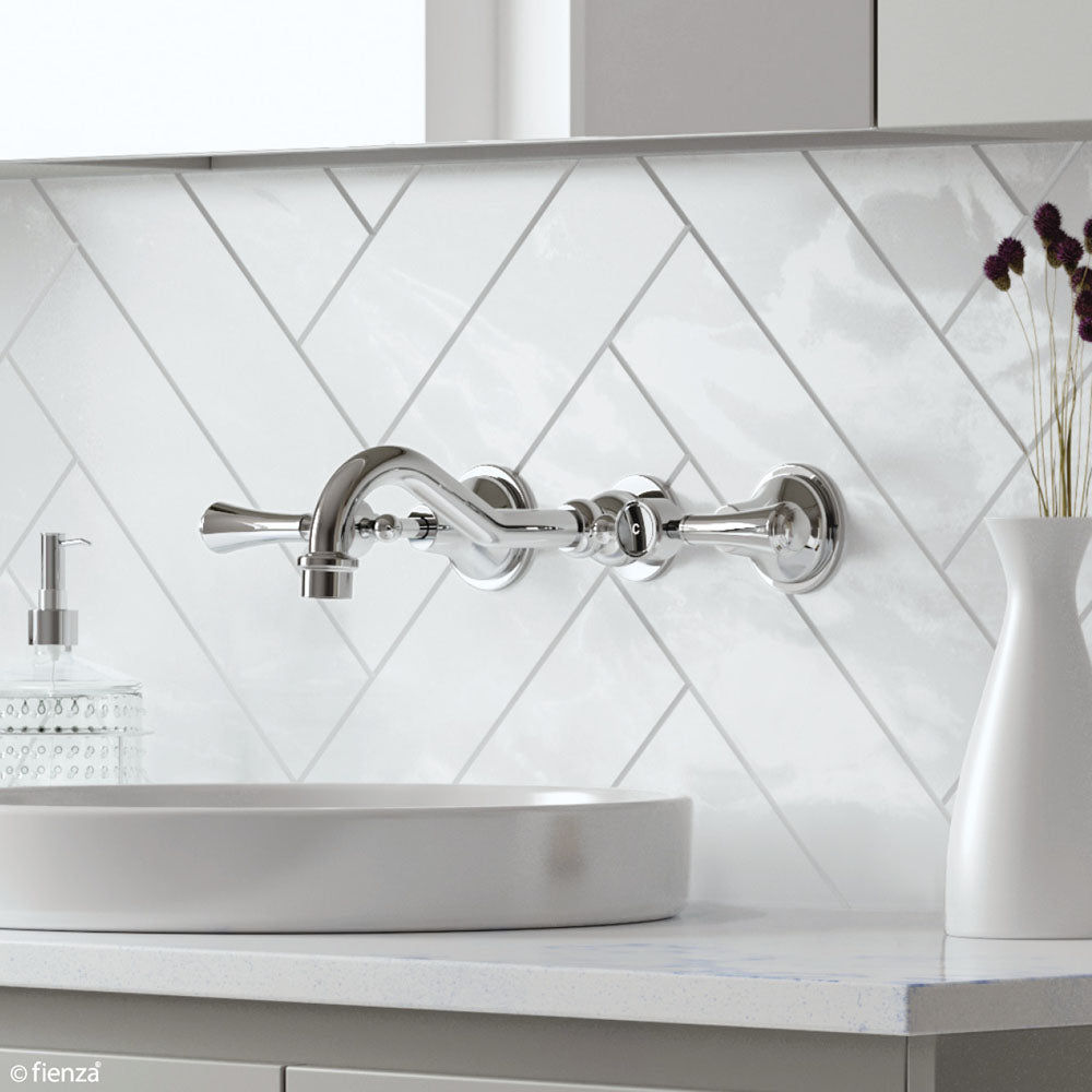 Fienza Lillian Lever Wall Basin/Bath Set, Chrome
