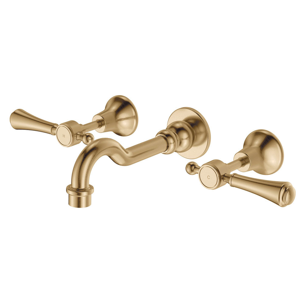 Fienza Lillian Lever Wall Basin/Bath Set, Urban Brass