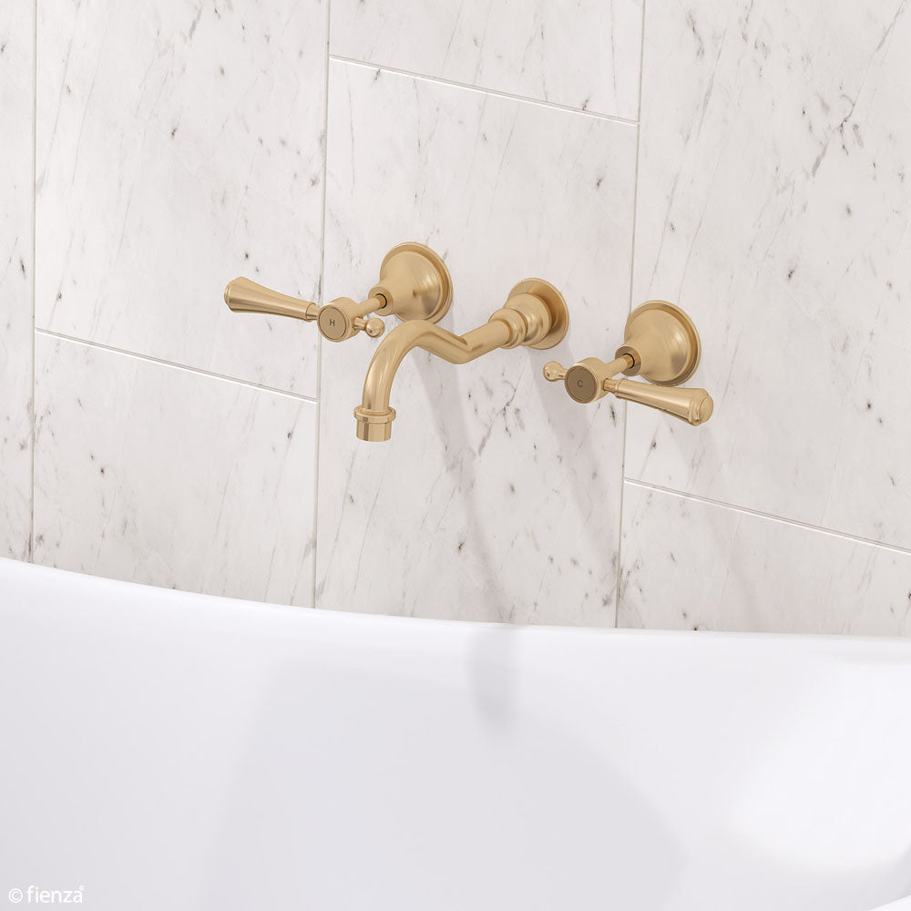 Fienza Lillian Lever Wall Basin/Bath Set, Urban Brass