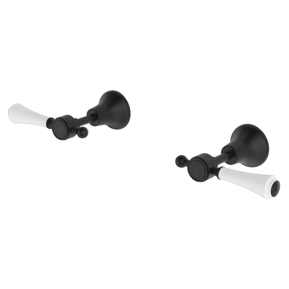 Fienza Lillian Lever Wall Top Assembly, Matte Black White Handle