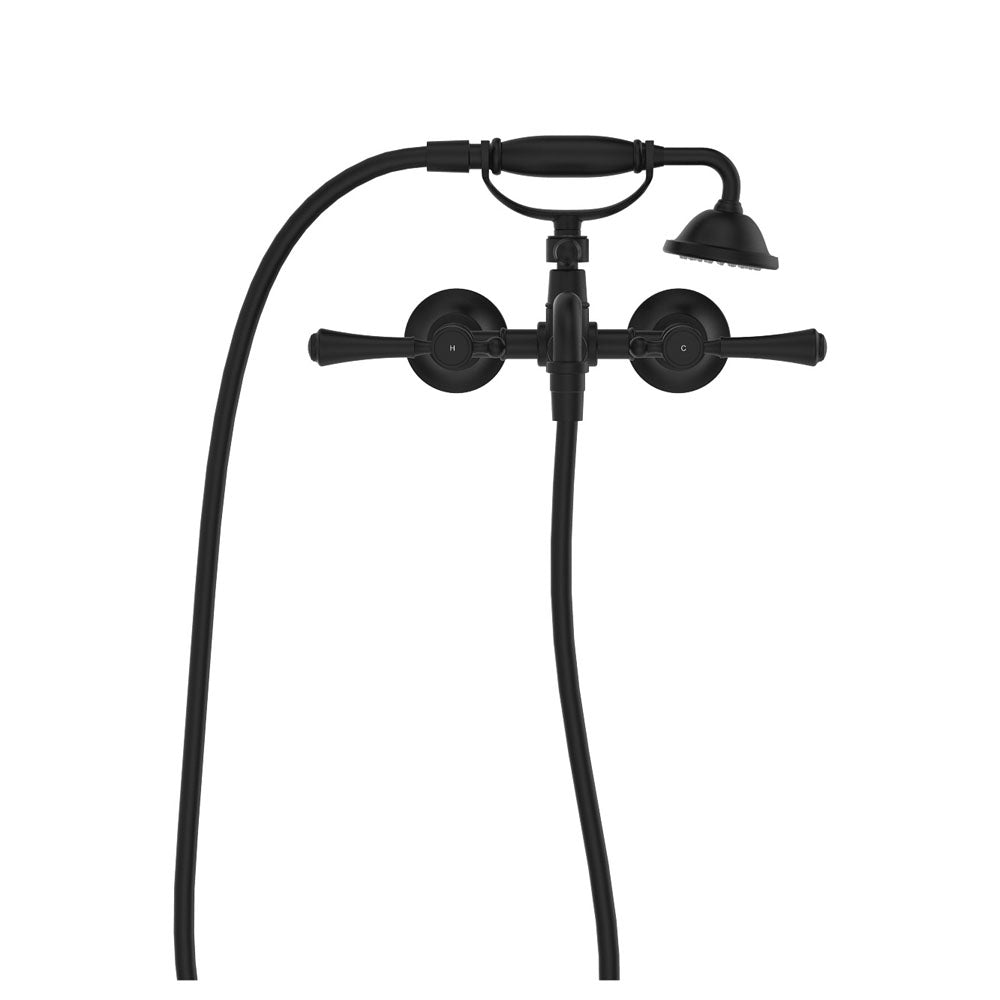 Fienza Lillian Exposed Wall Mounted Telephone Set Lever Handles, Matte Black