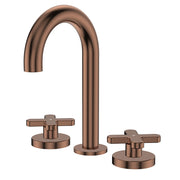 Fienza Kaya Cross Taps Round Hob Set, Brushed Copper