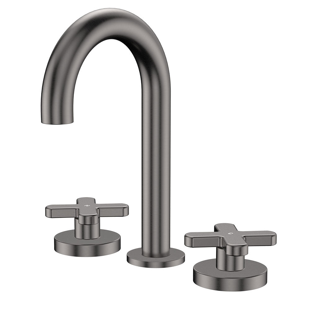 Fienza Kaya Cross Taps Round Hob Set, Gun Metal