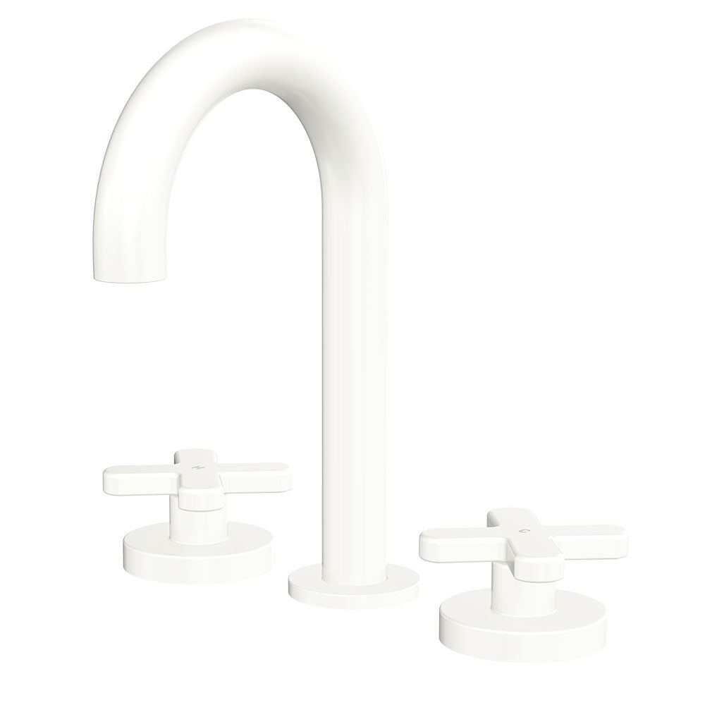 Fienza Kaya Cross Taps Round Hob Set, Matte White
