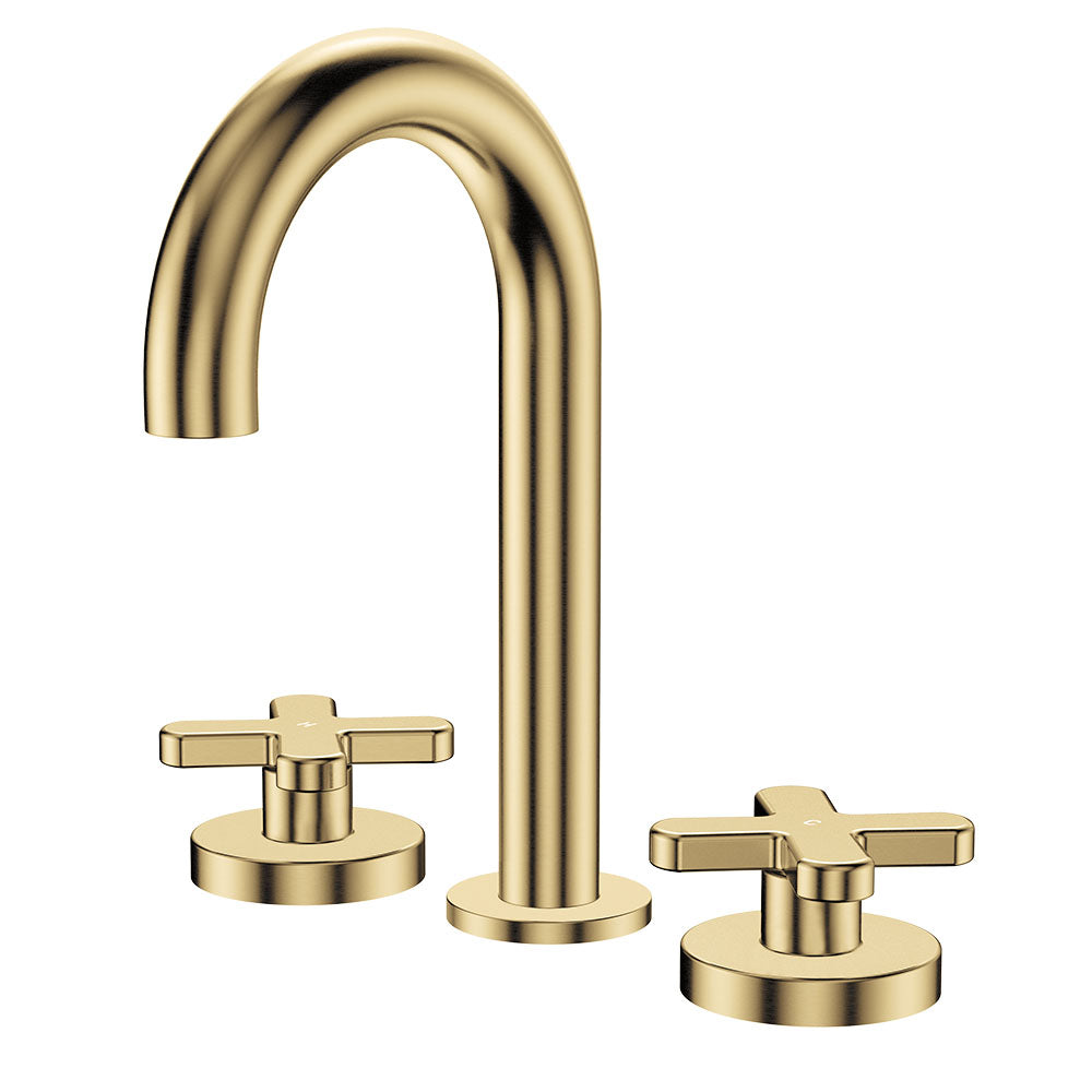 Fienza Kaya Cross Taps Round Hob Set, Urban Brass