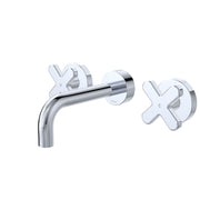 Fienza Kaya Cross Taps Wall Basin/Bath 130mm Outlet Set, Chrome