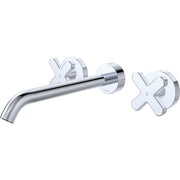 Fienza Kaya Cross Taps Wall Basin/Bath 220mm Outlet Set, Chrome