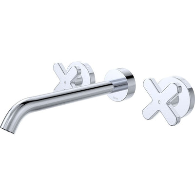Fienza Kaya Cross Taps Wall Basin/Bath 220mm Outlet Set, Chrome