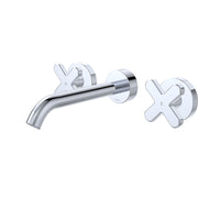 Fienza Kaya Cross Taps Wall Basin/Bath 180mm Outlet Set, Chrome