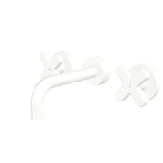Fienza Kaya Cross Taps Wall Basin/Bath 130mm Outlet Set, Matte White