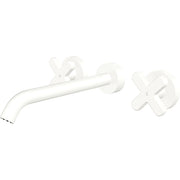 Fienza Kaya Cross Taps Wall Basin/Bath 220mm Outlet Set, Matte White