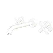 Fienza Kaya Cross Taps Wall Basin/Bath 180mm Outlet Set, Matte White