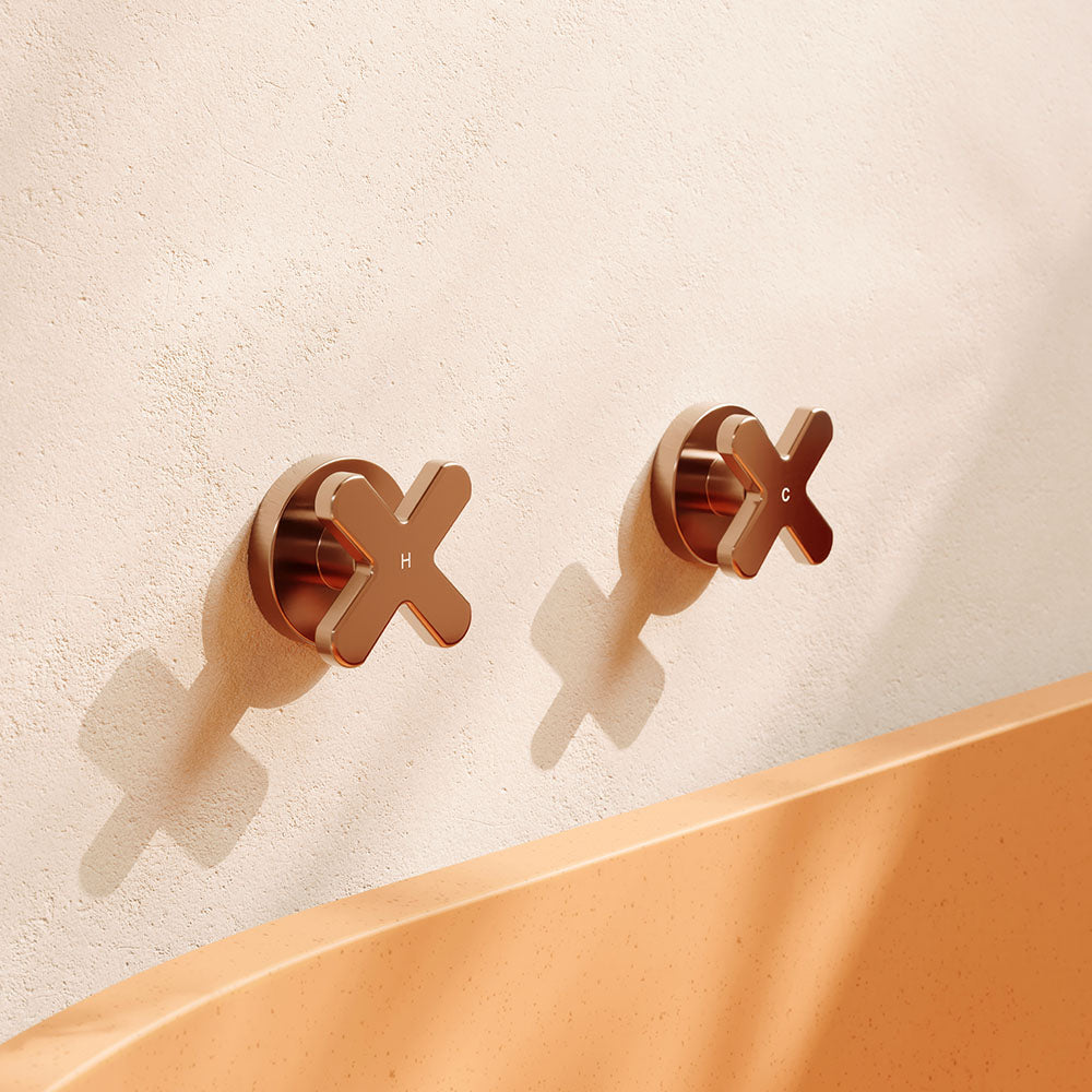 Fienza Kaya Cross Wall Taps, Brushed Copper