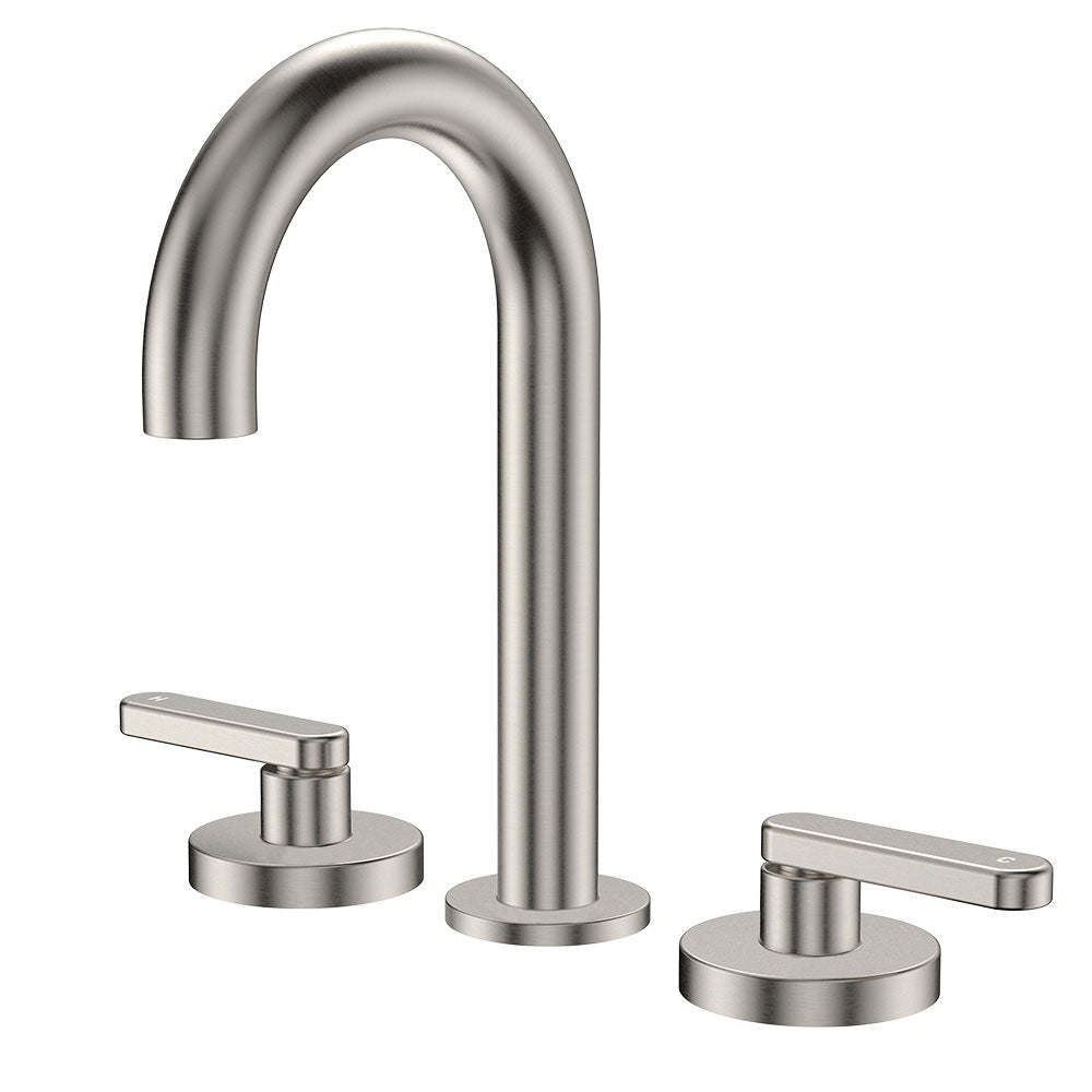 Fienza Kaya Lever Taps Round Hob Set, Brushed Nickel