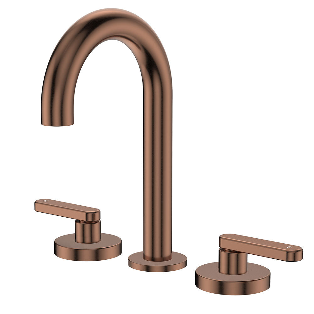 Fienza Kaya Lever Taps Round Hob Set, Brushed Copper