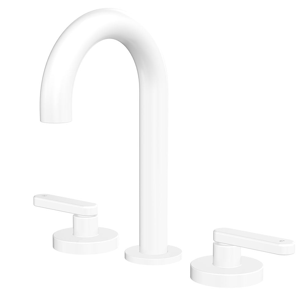 Fienza Kaya Lever Taps Round Hob Set, Matte White
