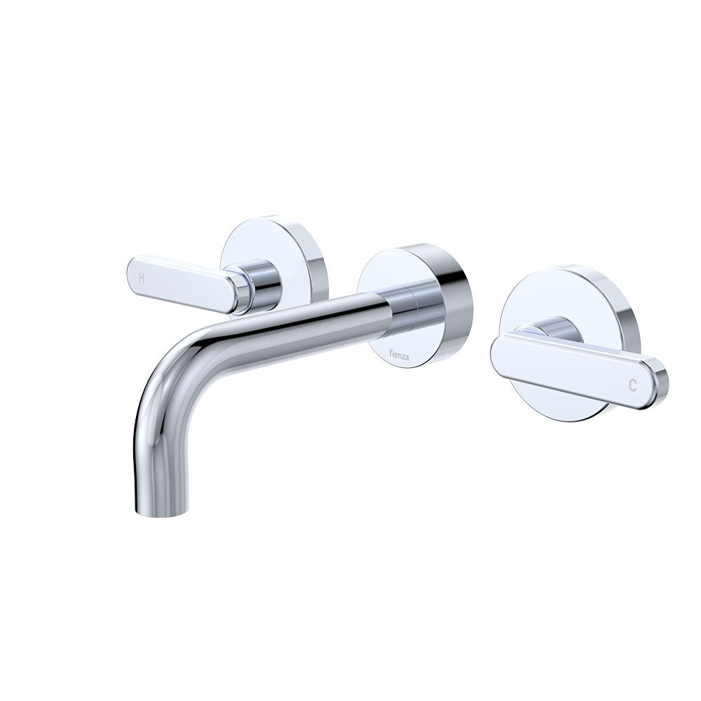 Fienza Kaya Lever Taps Wall Basin/Bath 130mm Outlet Set, Chrome