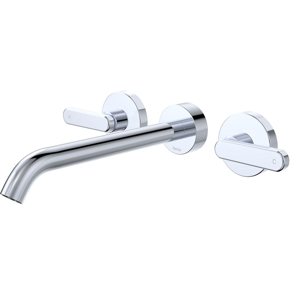 Fienza Kaya Lever Taps Wall Basin/Bath 220mm Outlet Set, Chrome