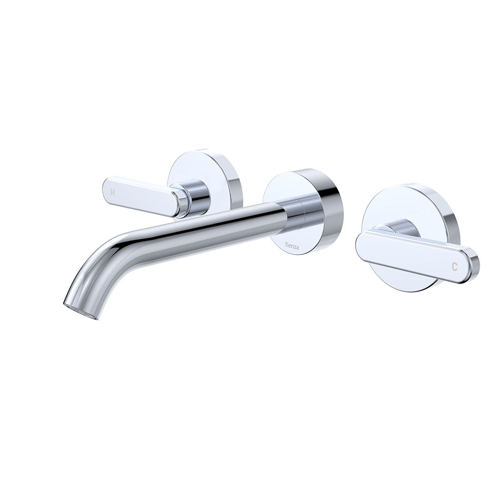 Fienza Kaya Lever Taps Wall Basin/Bath 180mm Outlet Set, Chrome