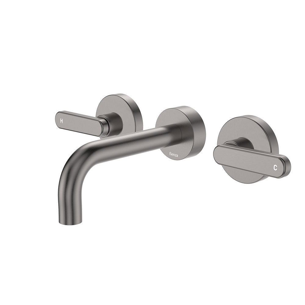 Fienza Kaya Lever Taps Wall Basin/Bath 130mm Outlet Set, Gun Metal