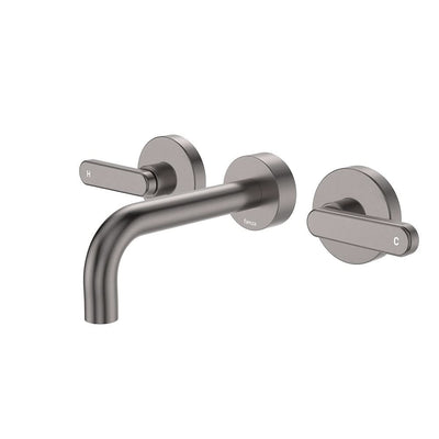 Fienza Kaya Lever Taps Wall Basin/Bath 130mm Outlet Set, Gun Metal