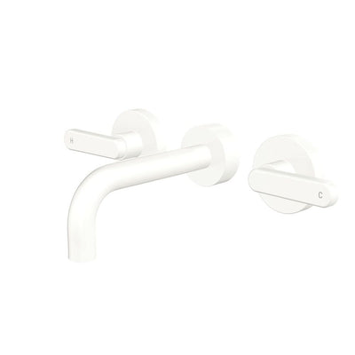 Fienza Kaya Lever Taps Wall Basin/Bath 130mm Outlet Set, Matte White