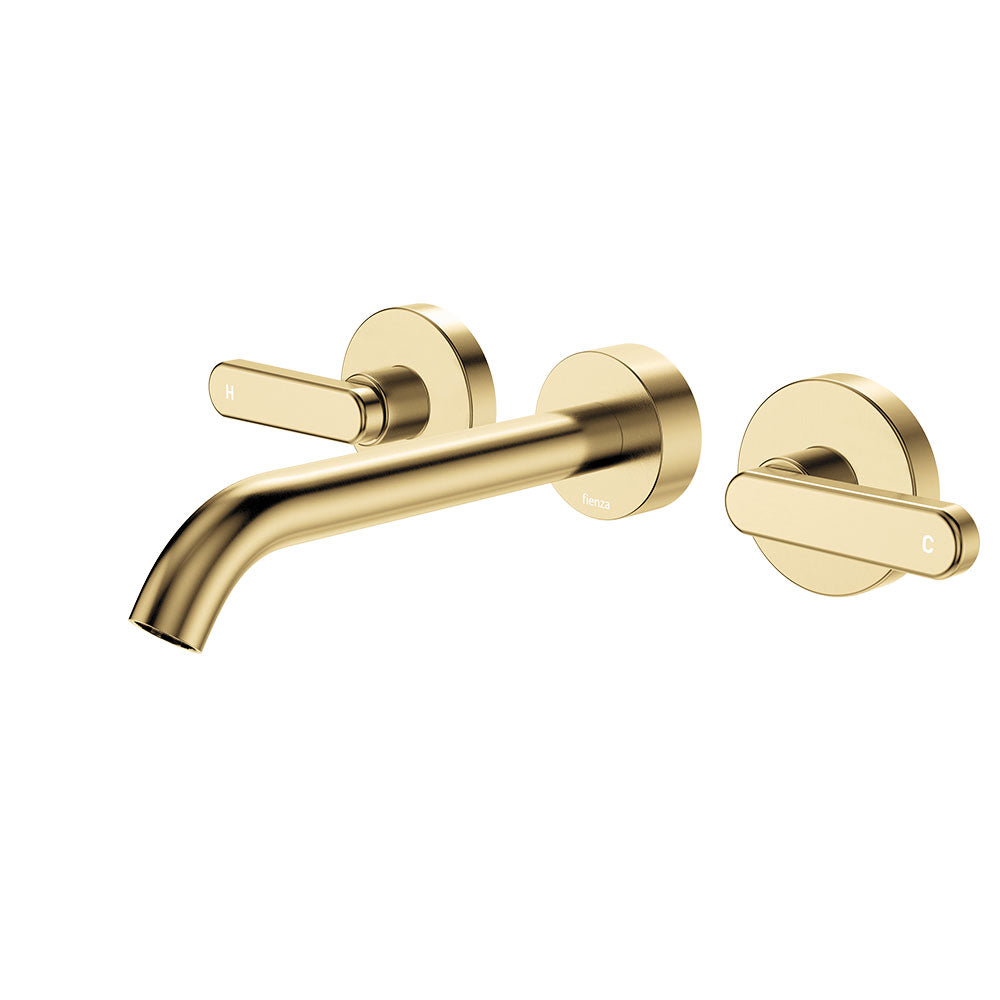 Fienza Kaya Lever Taps Wall Basin/Bath 180mm Outlet Set, Urban Brass