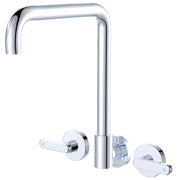 Fienza Kaya Lever Taps Squareline Wall Set, Chrome