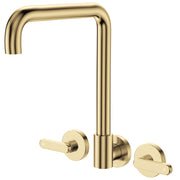 Fienza Kaya Lever Taps Squareline Wall Set, Urban Brass