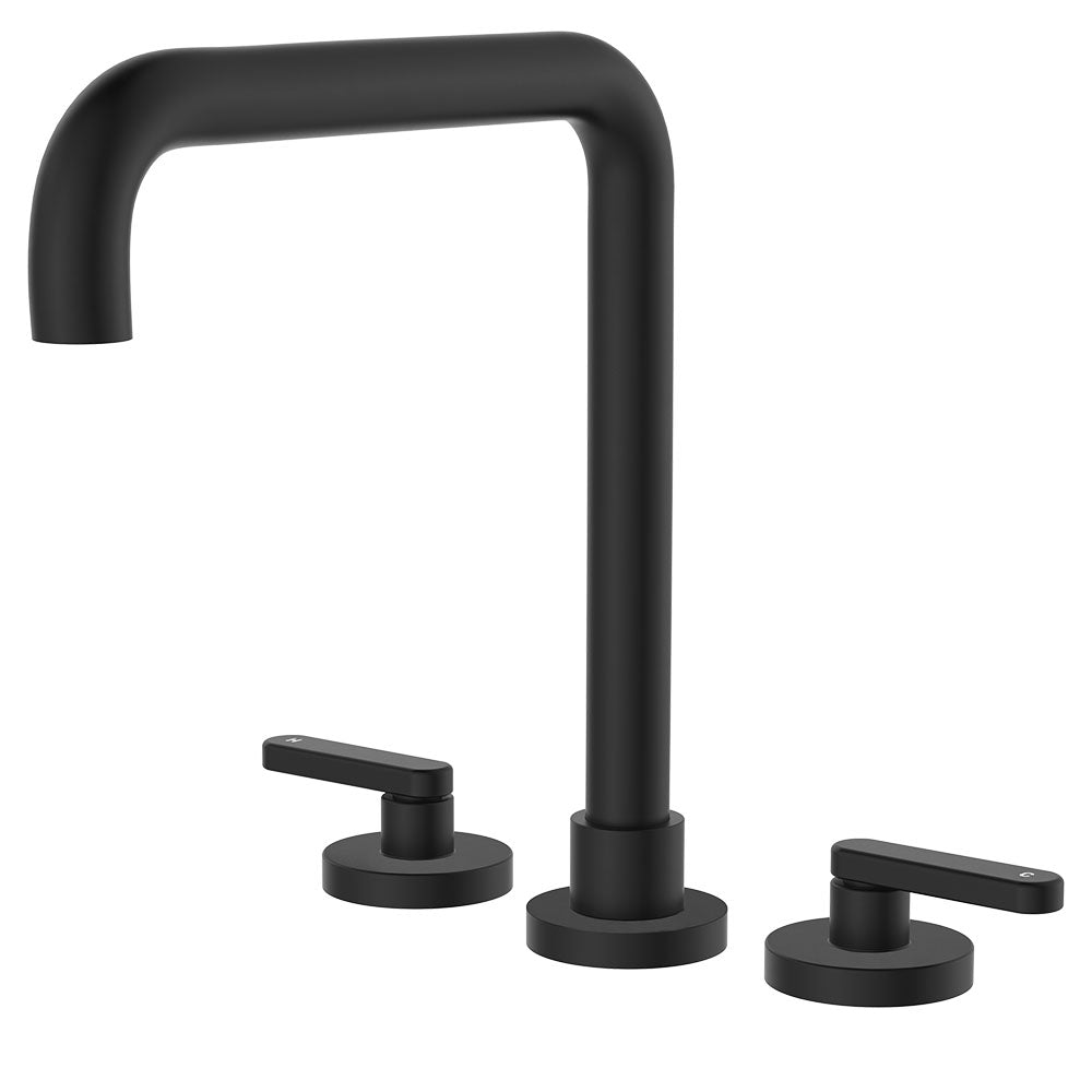 Fienza Kaya Lever Taps Squareline Hob Set, Matte Black